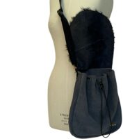 Suede Crossbody Drawstring Dark Grey with CurlyBlack Sheepskin Flap by Owen Barry (5) Suede Crossbody Drawstring Dark Grey with CurlyBlack Sheepskin Flap by Owen Barry (6)