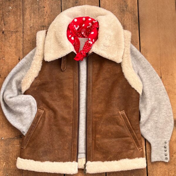 Ivy sheepskin Gilet, walnut by Owen Barry