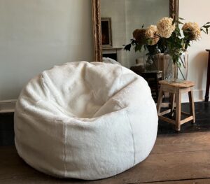 Sheepskin Beanbag Short wool Ivory - Sheepskin Beanbag Large in Ivory short wool sheepskin made in Somerset by Owen BArry