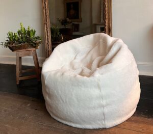 Sheepskin Beanbag Short wool Ivory - 2025 (2) Sheepskin Large beanbag short wool ivory soft made in UK by Owen Barry