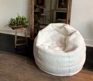 Sheepskin Beanbag Short wool Ivory - 2025 (3) Sheepskin Large beanbag short wool ivory soft made in UK by Owen Barry