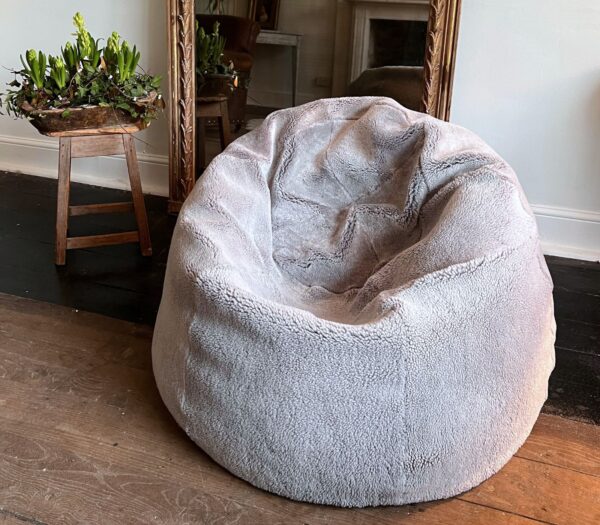 Sheepskin Beanbag Large Grey soft short wool made in UK by Owen Barry