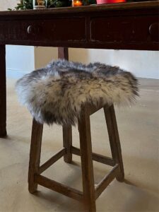 Real Sheepskin Circular Seat Pads Black Tipped by Owen Barry