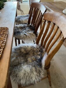Real Sheepskin Circular Seat Pads Black Tipped by Owen Barry