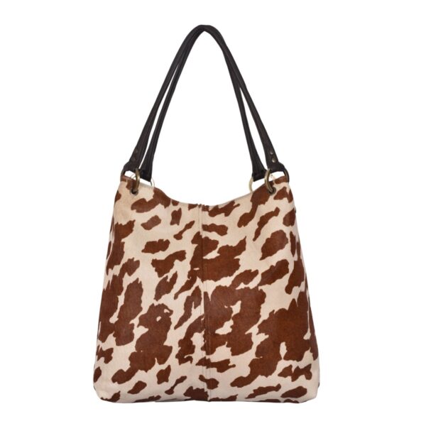 Dudley Cowhide Shoulder Bag Small Brown Splash by Owen Barry