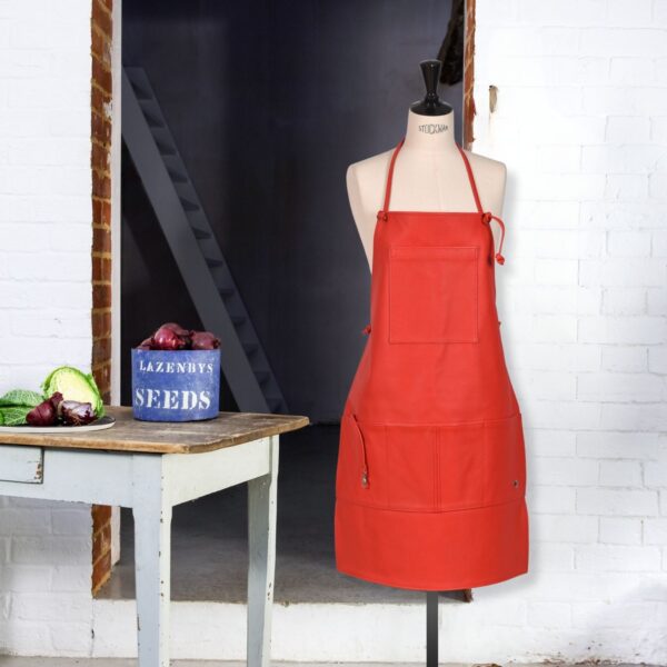 Leather Hobbyist Apron Chilli Red Leather by Owen BArry