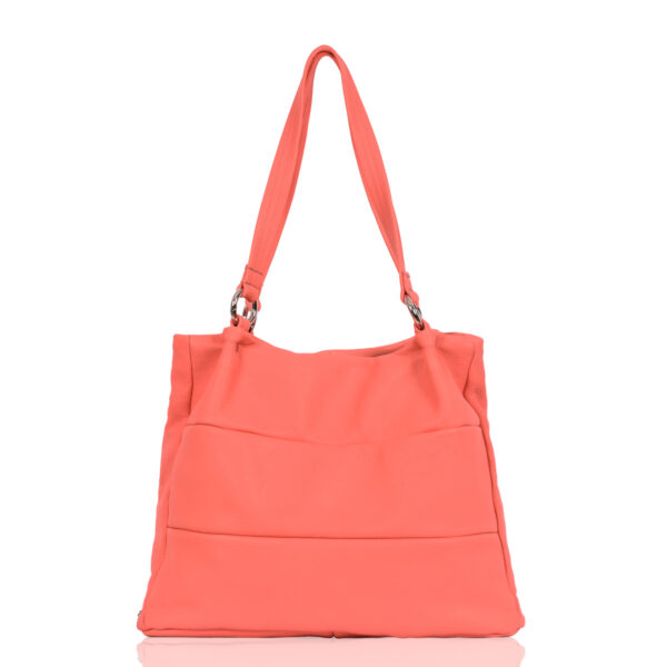 Marlow Leather Tote Shoulder Bag in Coral Leather by Owen Barry