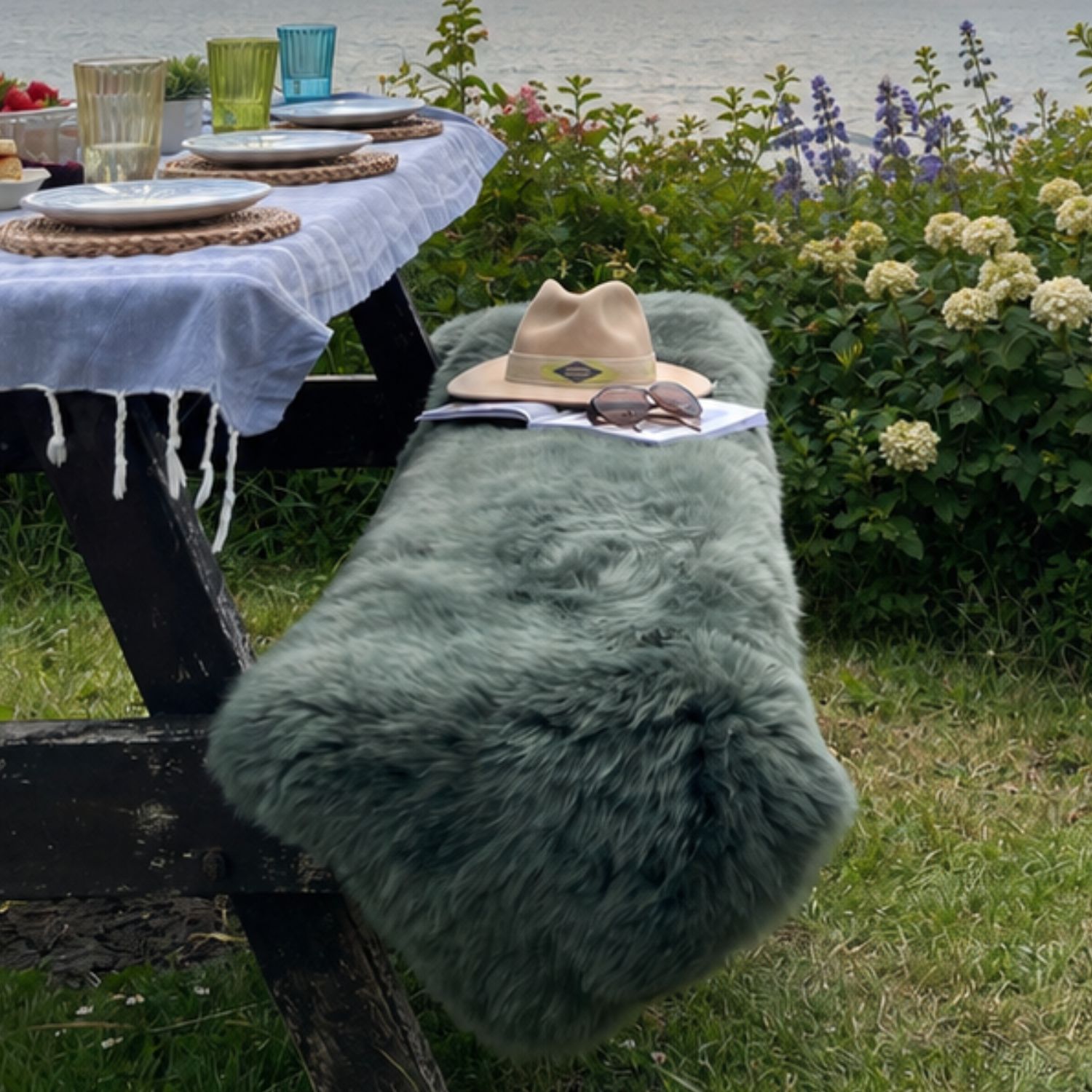 Sheepskin Luxe Rugs double Thyme (1) Sheepskin Rug Double Luxe Thyme Green by Owen Barry