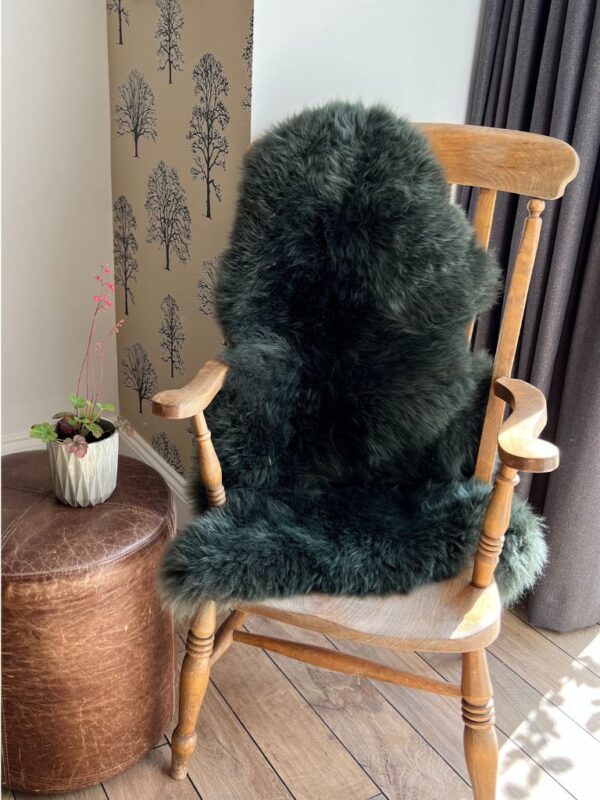 Real Sheepskin Single rug in Thyme Green by Owen Barry