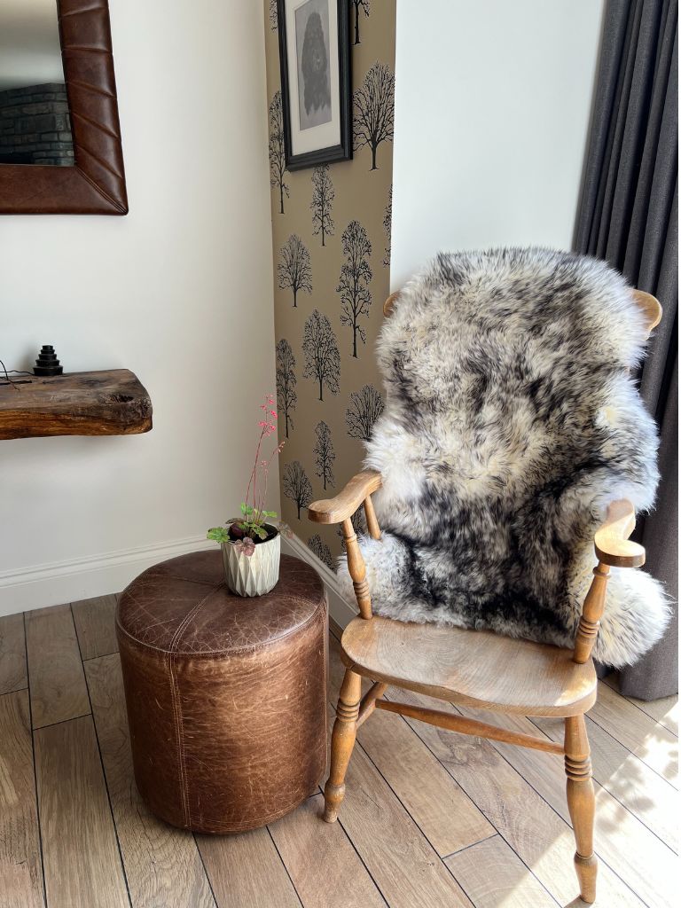 Single Sheepskin rug Ivory with Black Tip by Owen Barry