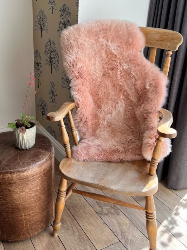 Real Sheepskin Rug single in Rosa Pink by Owen Barry