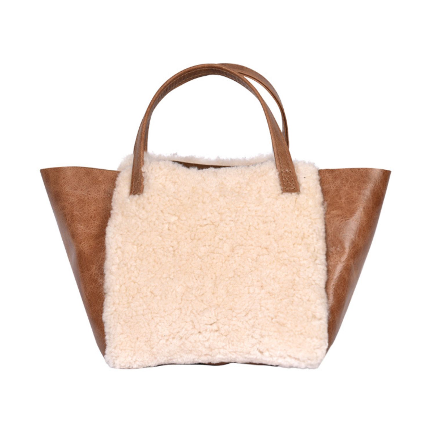 Sheepskin Grab Bag Brandy Cream Curly Tan Leather Hawes (2) Sheepskin Grab Bag Brandy Cream Curly Tan Leather Hawes