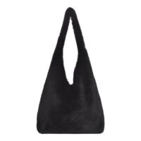 Sheepskin Shoulder Slouch Bag Bruton Black Ironed