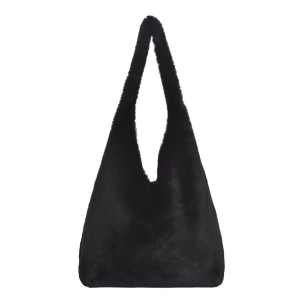 Sheepskin Shoulder Slouch Bag Bruton Black Ironed