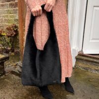 Sheepskin Shoulder Slouch Bag Bruton Black Ironed