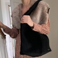 Sheepskin Shoulder Slouch Bag Bruton Black Ironed