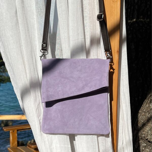 Z-Top-Lilac-Suede-Crossbody-Bag by Owen Barry