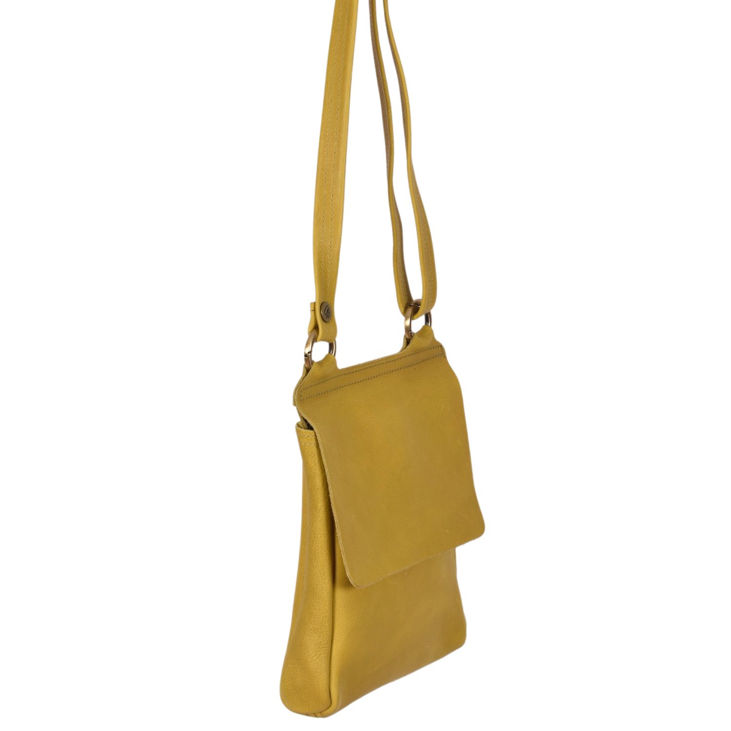 Leather Crossbody Bag Flora in Lemon Yellow Bison by Owen Barry