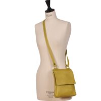 Leather Crossbody Bag Flora in Lemon Yellow Bison by Owen Barry