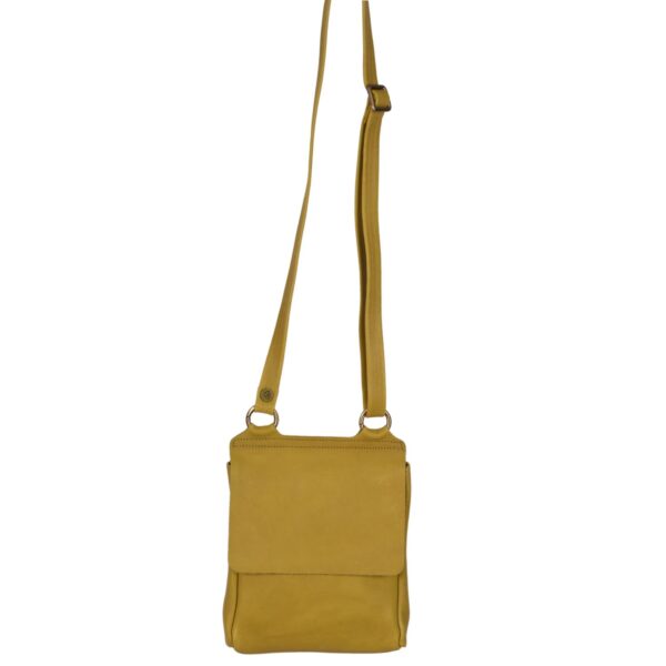 Leather Crossbody Bag Flora in Lemon Yellow Bison by Owen Barry