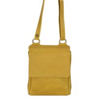 Leather Crossbody Bag Flora in Lemon Yellow Bison by Owen Barry