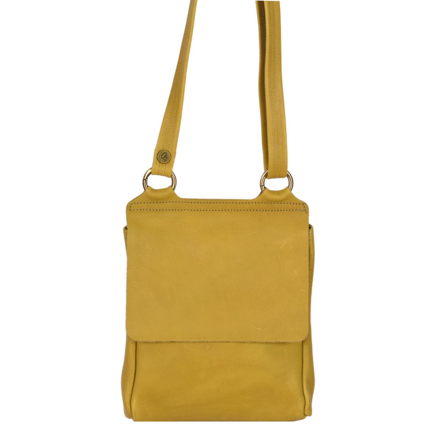 Leather Crossbody Bag Flora in Lemon Yellow Bison by Owen Barry
