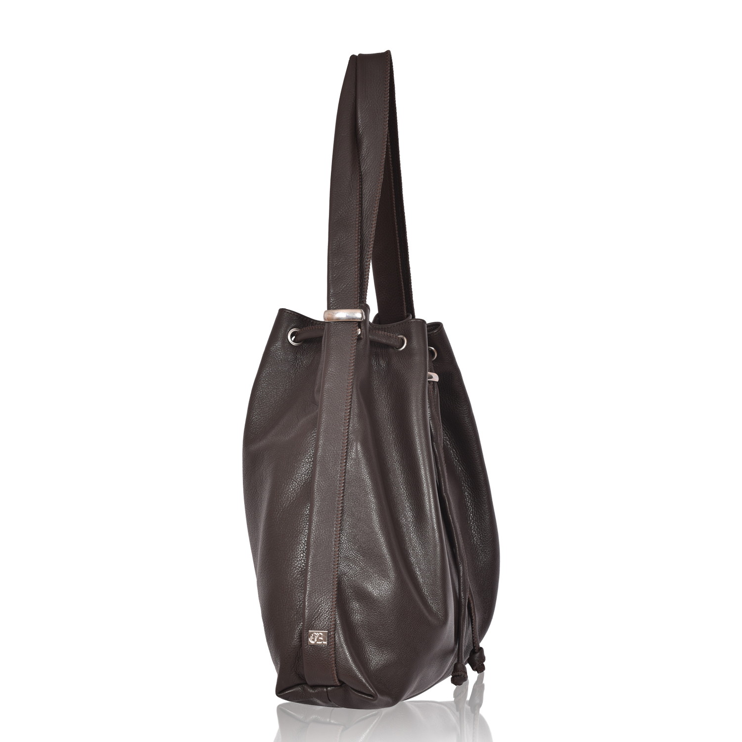 Leather shoulder rucksack Brown leather Mathilde