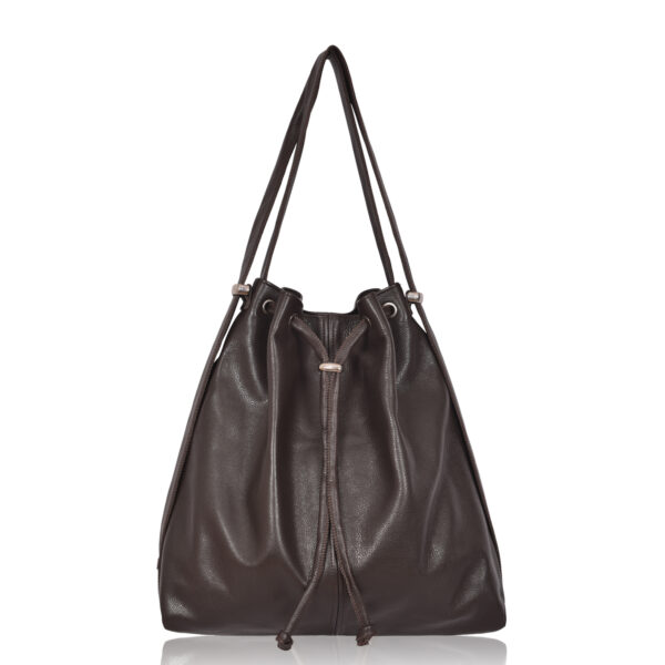 Leather shoulder rucksack Brown leather Mathilde