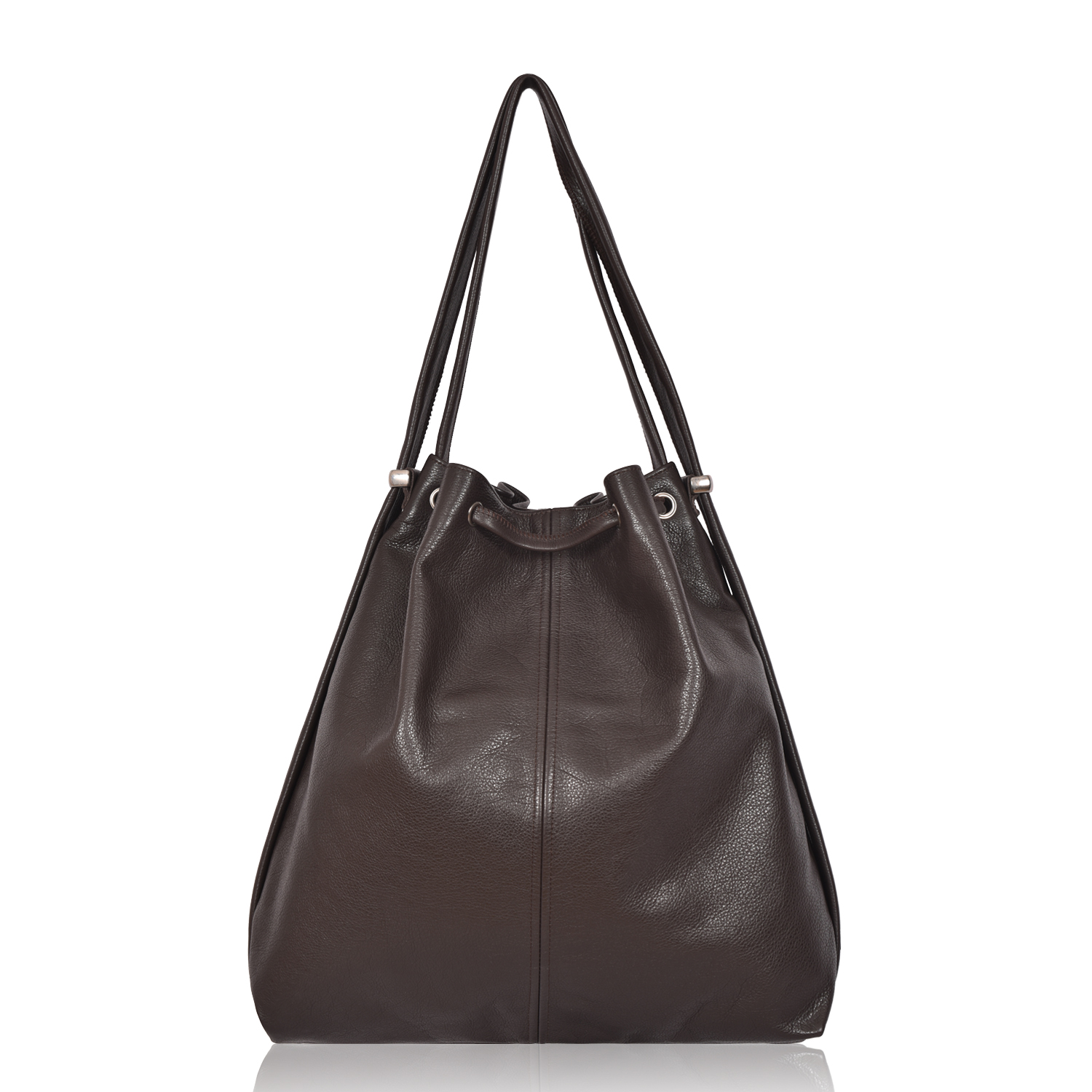 Leather shoulder rucksack Brown leather Mathilde