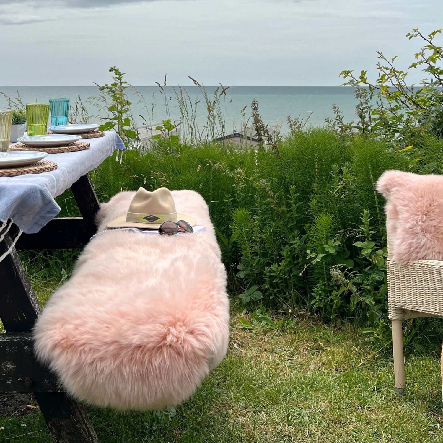Sheepskin Double Rug Dusky PInk Luxe