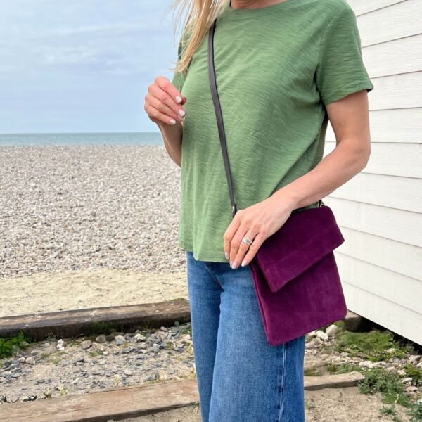 Z top Small 2025 Suede Crossbody Aubergine
