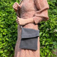 Ztop Small 2025 Suede Crossbody Dark Grey