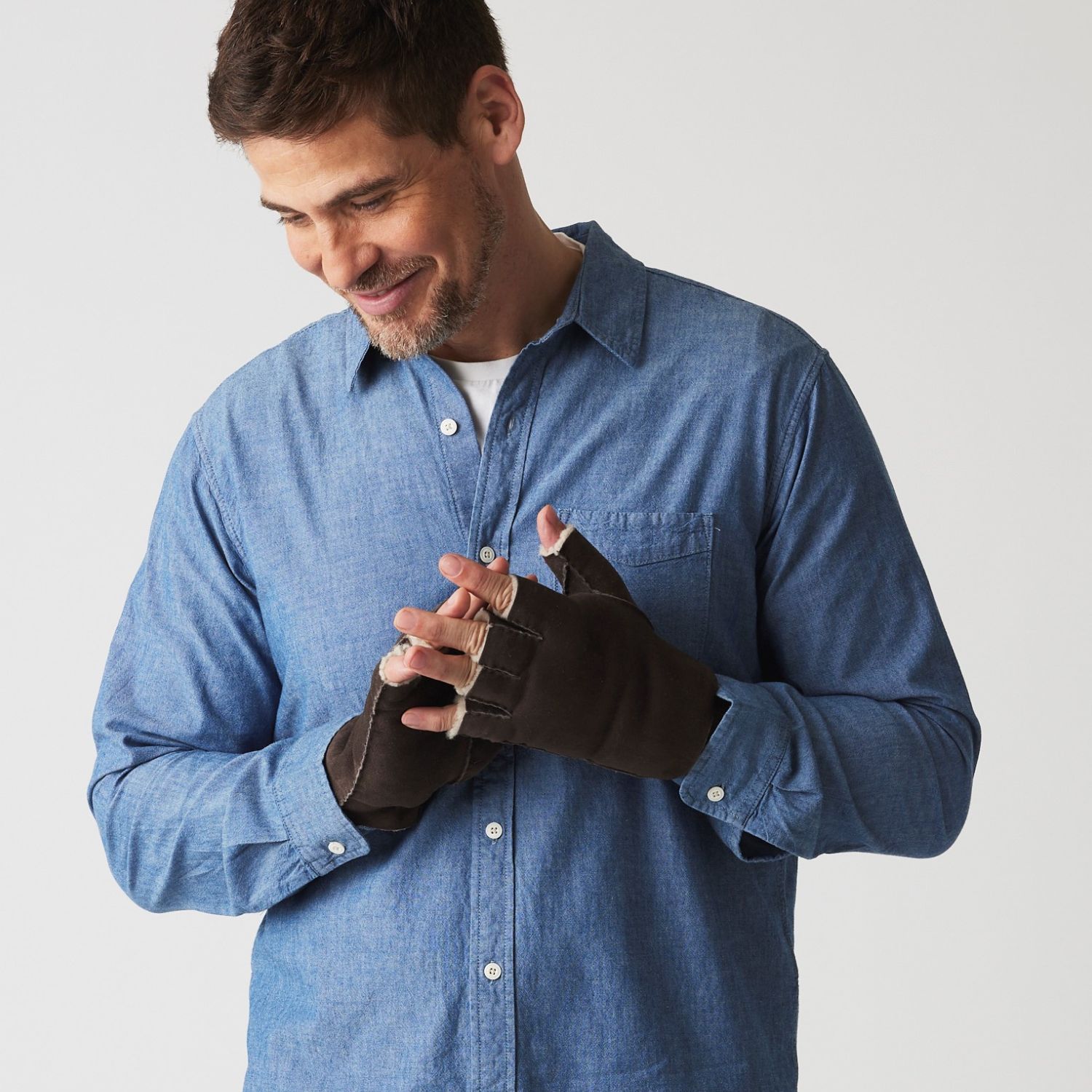 Sheepskin Fingerless Mens Kimbo Cream