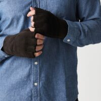 Sheepskin Gloves Fingerless Ebony Curly