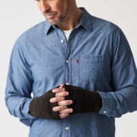 Sheepskin Gloves Fingerless Ebony Curly