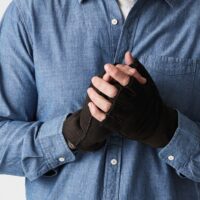 Sheepskin Gloves Fingerless Ebony Curly