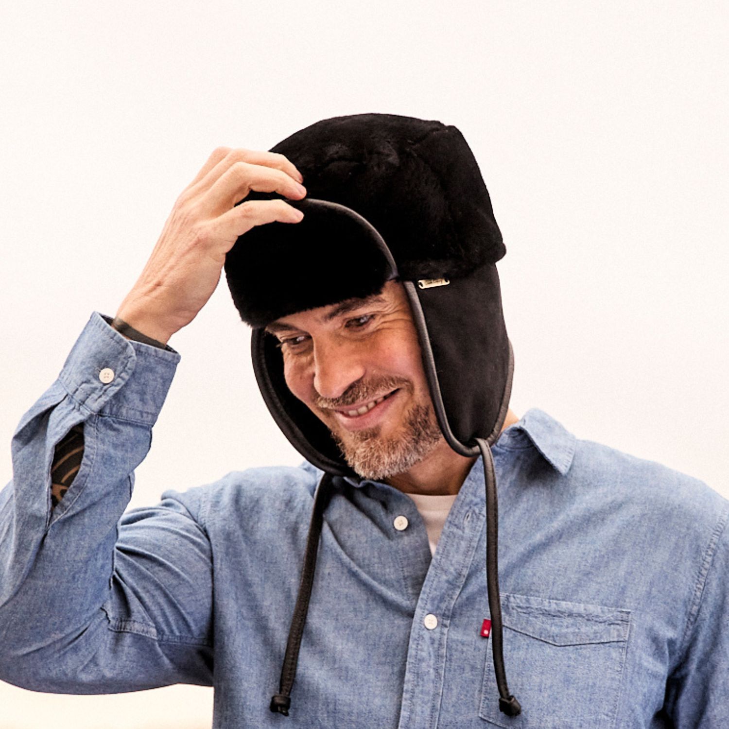 Sheepskin Trapper Hat Stamford Black