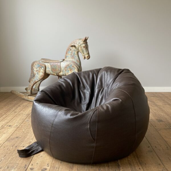 Large Leather Beanbag Brown by Owen Barry