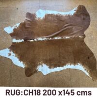 CH018 200X145 (1) Cowhide Rug Tan and White CH017