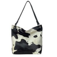 COWHIDE SHOULDER BAG BAYLEE BLACK SPLASH ON BLACK (3) COWHIDE SHOULDER BAG BAYLEE BLACK SPLASH ON BLACK (3)