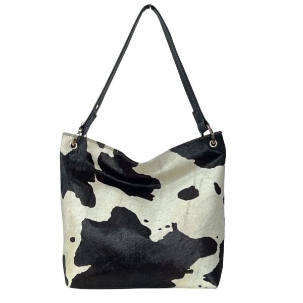 COWHIDE SHOULDER BAG BAYLEE BLACK SPLASH ON BLACK (3)