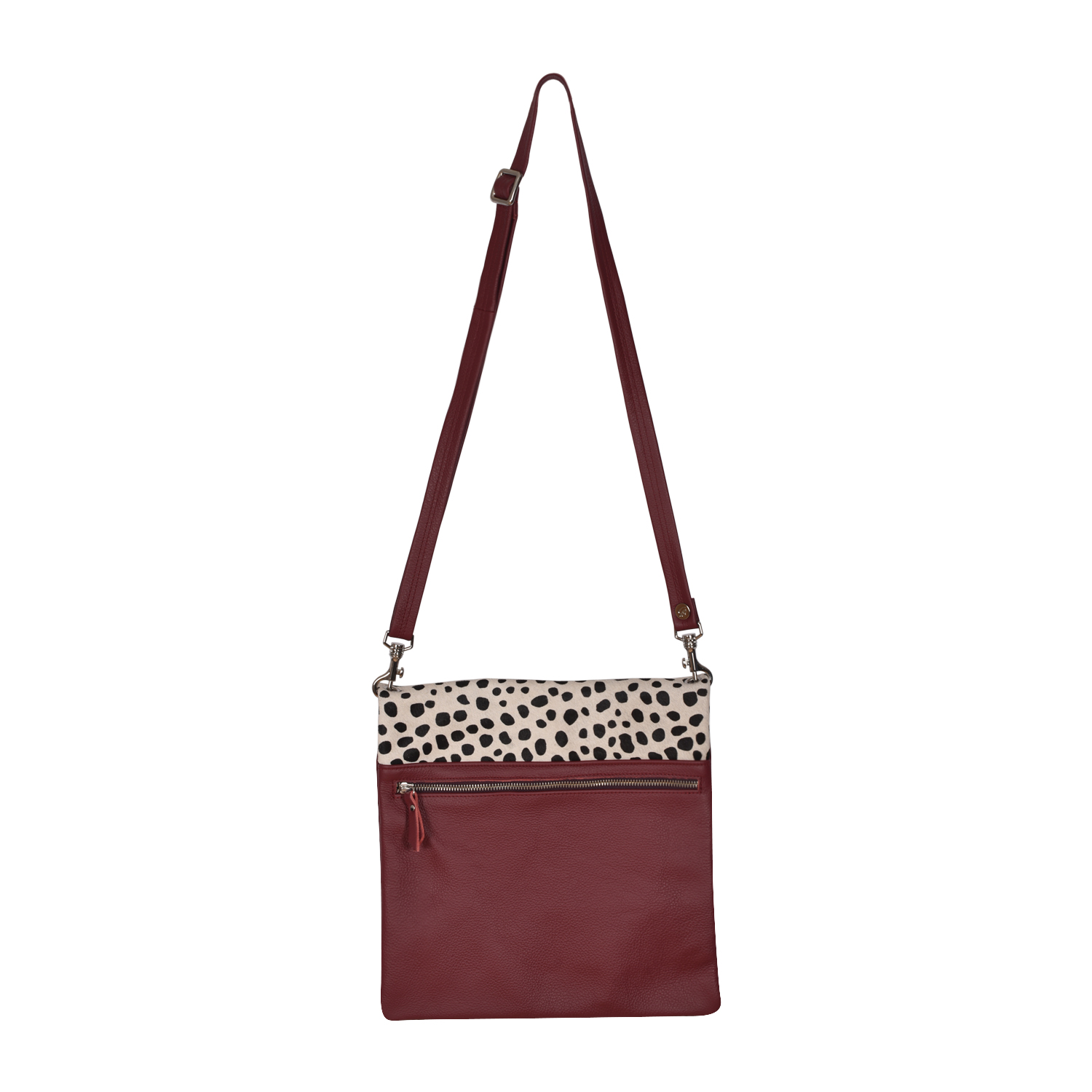 Cowhide crossbody Stevie Black Ciga Malbec (1)