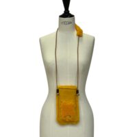 Dial Yellow (1) Sheepskin phone bag in Golden Curly Yellow by Owen Barry