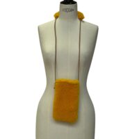 Dial Yellow (2) Sheepskin phone bag in Golden Curly Yellow by Owen Barry