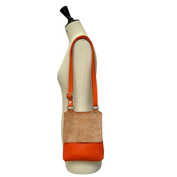 Cowhide Crossbody Flora in Flame on Paprika by Owen Barry