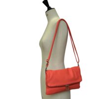 lEATHER CROSSBODY BAG JUDY IN CORAL BY OWEN BARRY