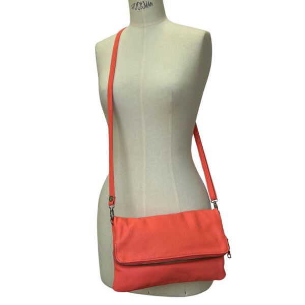 lEATHER CROSSBODY BAG JUDY IN CORAL BY OWEN BARRY