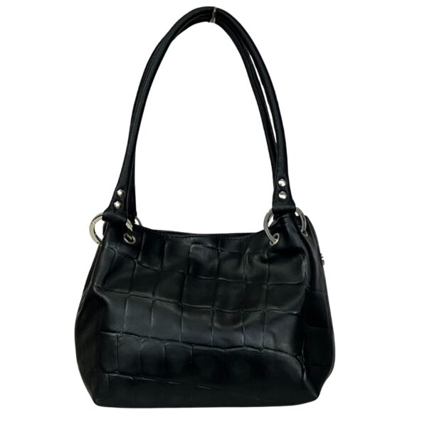 LEATHER SHOULDER BAG PEPSI BLACK IMIT CROC