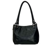 LEATHER SHOULDER BAG PEPSI BLACK IMIT CROC (3) LEATHER SHOULDER BAG PEPSI BLACK IMIT CROC