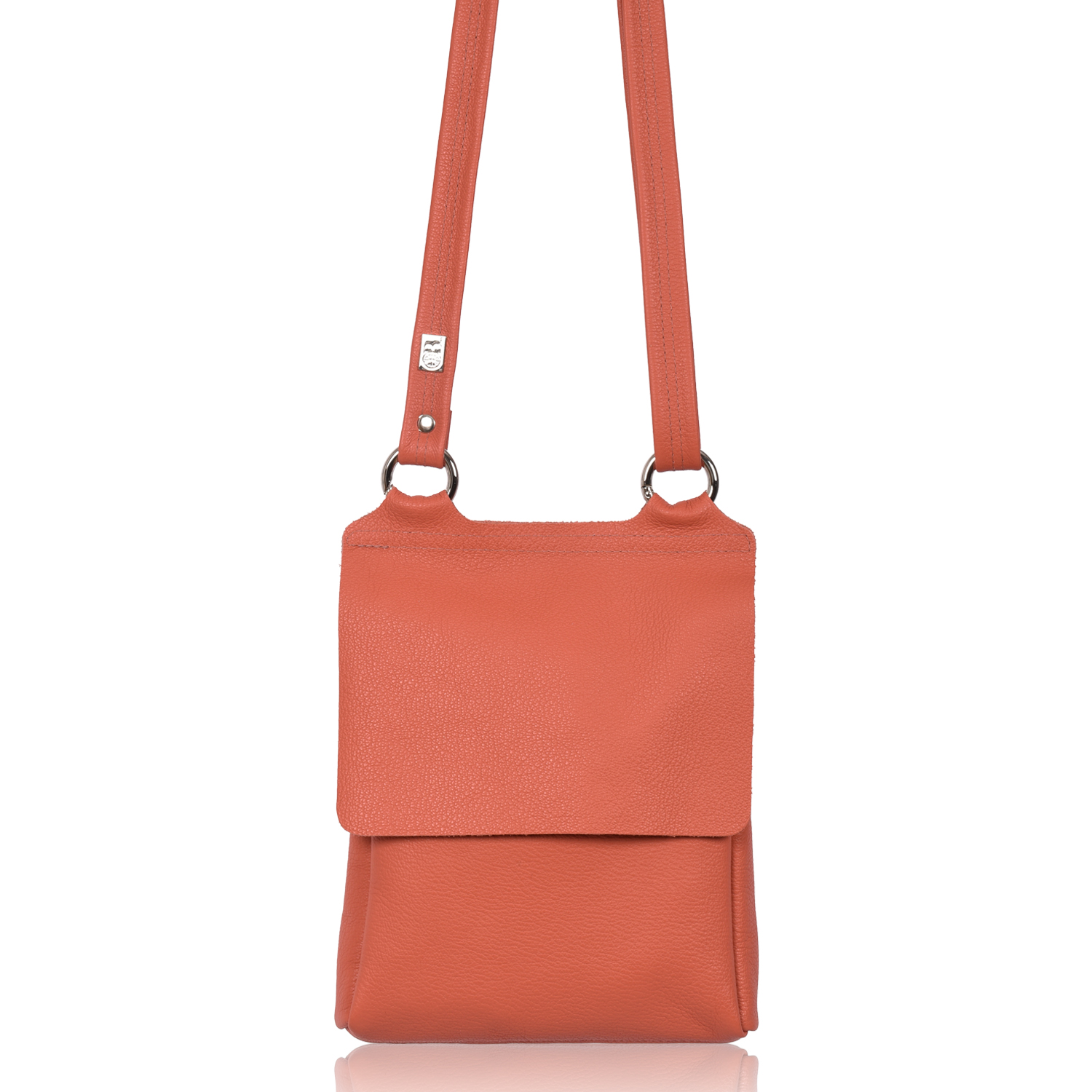 Leather crossbody shrimp Flora (2) Leather crossbody Flora in Shrimp by Owen Barry